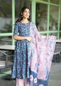 Anni designer women blue kurta set