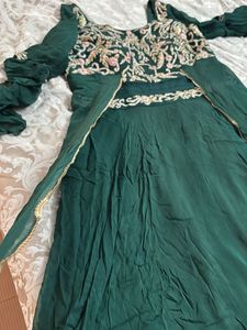 Emerald Green Embroidered Gown