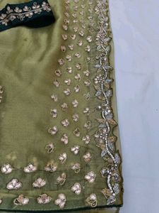 Green Organza Saree