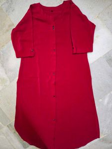 Elegant Red 3/4 Sleeve Tunic Top