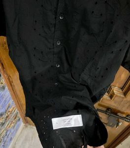 ETA (WESTSIDE) BLACK EMBROIDERED RELAXED FIT SHIRT