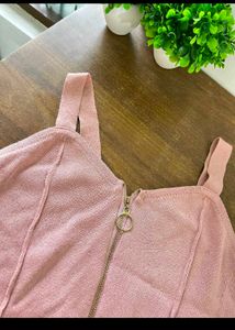 Pink Zip-Up Crop Top