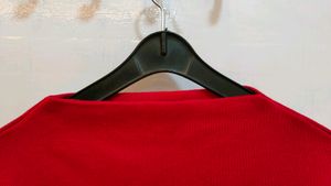 Dark Red Ribbed sweater crop T-shirt♥️