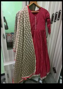Elegant Maroon Anarkali Kurta Set