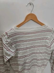 White and Red striped Top ❤️