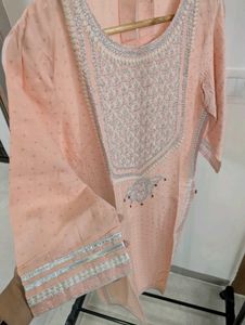 Peach Embroidered Kurti Top
