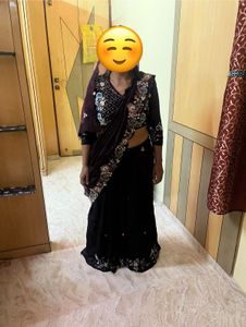 Elegant Black Embroidered Half Saree