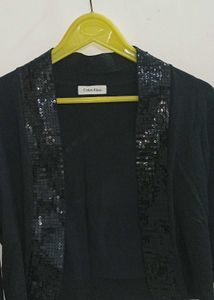 Black Sequin Blazer Cardigan