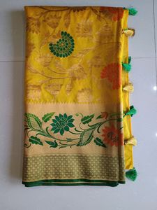Beautiful Yello And Green Colour Saree