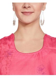 Pink Floral Sleeveless Kurti