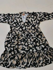 Animal Print Ruffle Hem Dress