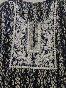 Elegant Embroidered Black Jaipuri Dress
