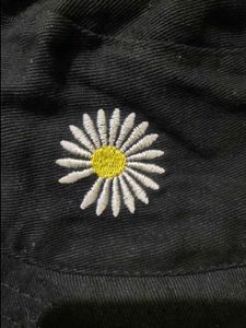 Black Cotton Embroidered Bucket Hat