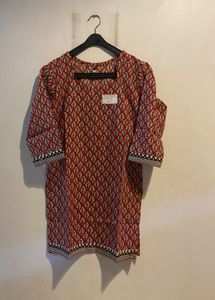 Rust Color  Patterned Tunic Top
