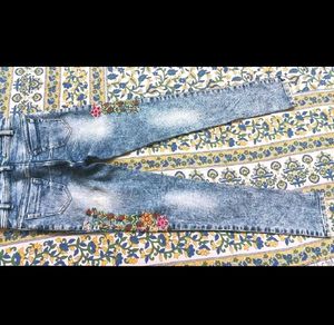 Floral Embroidered Jeans