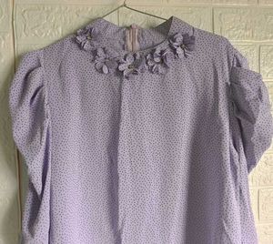 Floral Collar Polka Dot Top