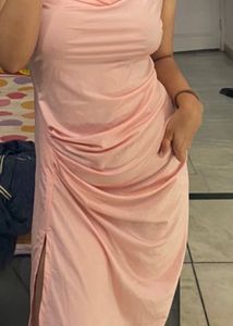Pink Cowl Neck Dress
