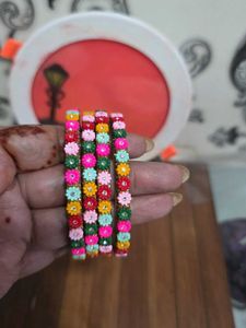 Colorful Floral Bangle Set