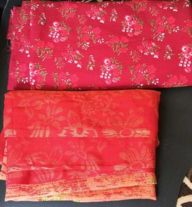 Red Floral Fabric Suit Material