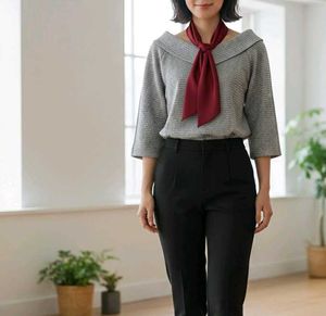 Gray boat neck tops