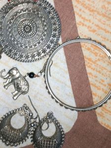 Old Oxidised Earrings And A Necklace