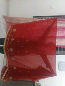 Red &amp; Gold Embroidered Saree