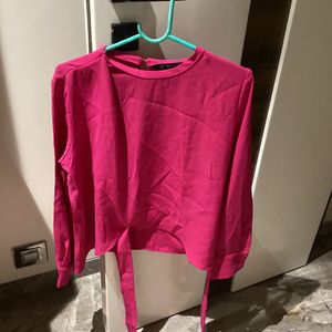 Pink Tie-Waist Top
