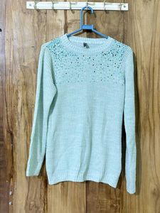 Cute Blue Embellished Sweater