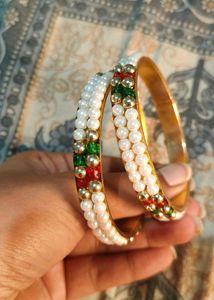 Pearl &amp; Gold Bangle Set