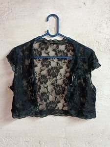 Stylish Partywear Crop Lace Bolero Shrug Black 🖤