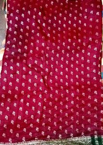 Vintage Original Banarasi Saare Fabric Silver Work