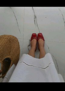 Red Studded Ballet Flats