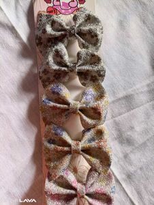 Sparkly Bow Hair Clips - Set of 6