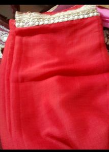 Red &amp; Gold Trim Saree