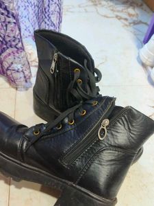 Black Lace-Up Ankle Boots