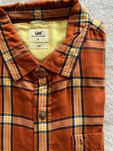 Men Lee Orange Checkered Shirt Size 38