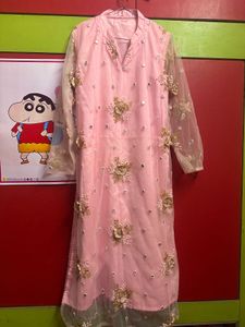 Elegant Pink Embellished Kurta XXL