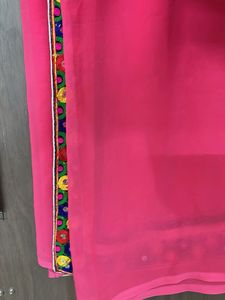 Elegant Pink Saree Jaipuri boarder 3 shade saari