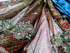 Elegant Blue &amp; Brown Embroidered Saree