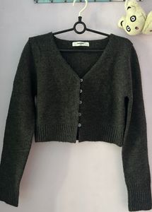 charcoal Gray Button-Down Cardigan