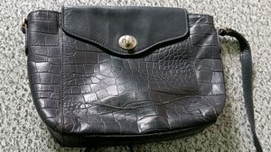 Black Textured Leather Sling Bag