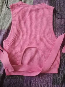 Pink Knit Sleeveless Tank Top