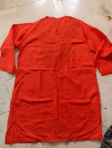 Red Embroidered Kurta