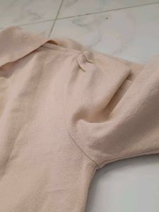Nude Coloured Button-Down Knit Top