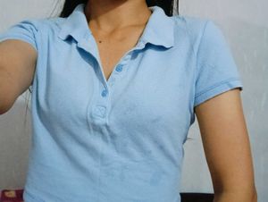 Baby Blue Cropped Polo