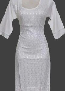White Embroidered Kurti Dress