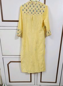 W Sunshine Yellow A Line Cotton Kurta