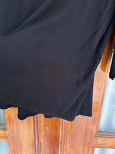 Cotton Crepe Elegant Black Ruffle Top