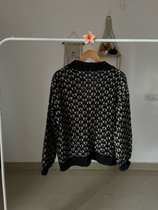 PRINTED JACQUARD BUTTONED DOWN CARDIGAN