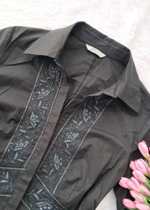 Y2k Fitted Embroidered Shirt